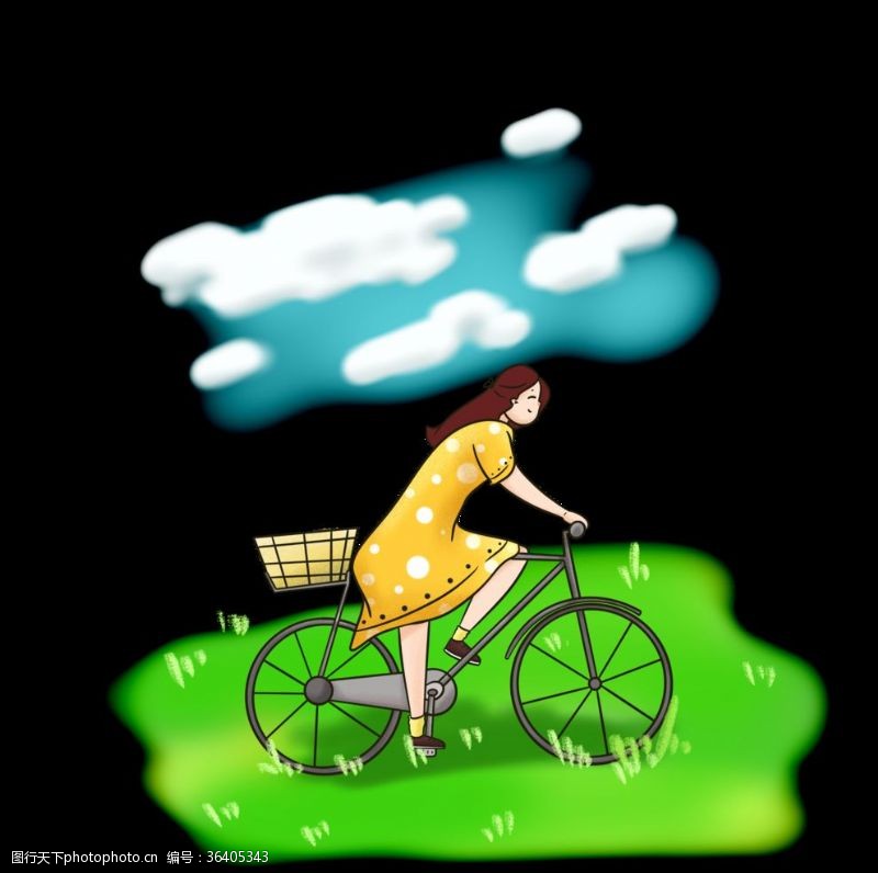 春雷行动骑着自行车小清新女生