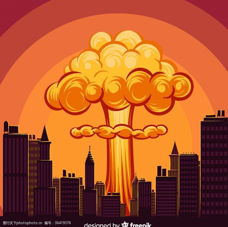 爆炸楼房创意城市上空爆炸升起的蘑菇