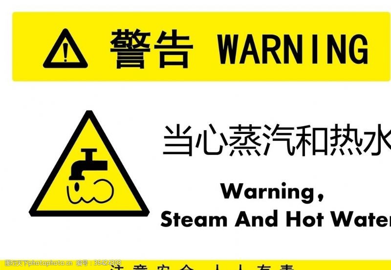 安全标志蒸汽和热水