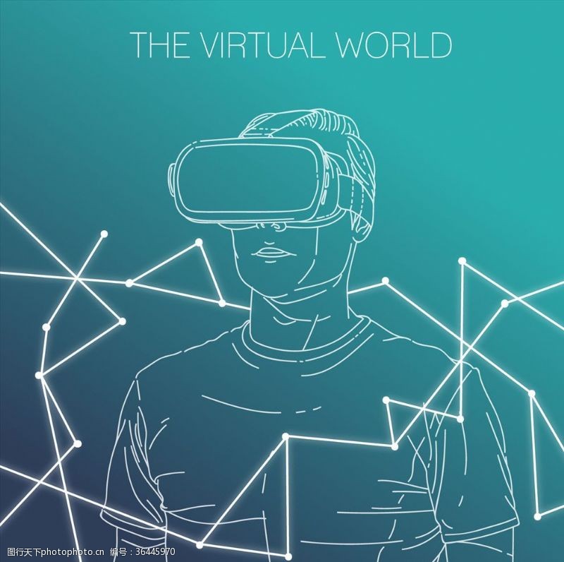 vr设备创意VR虚拟现实主题插画