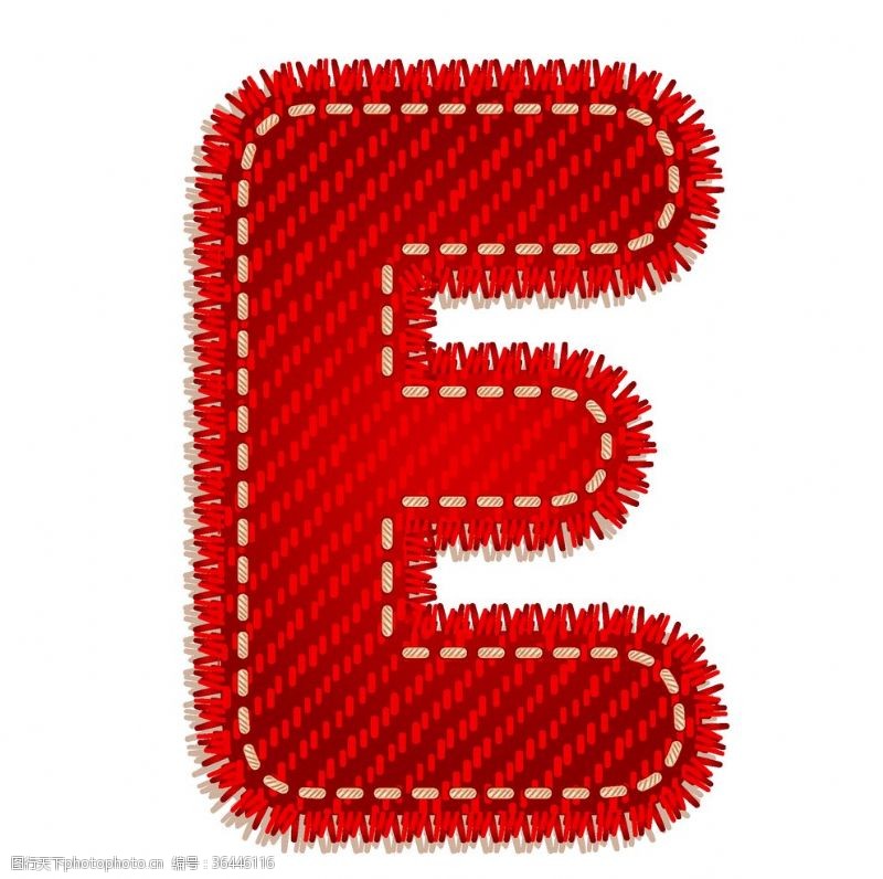 卡通母牛英文字母E设计艺术字创意牛仔布