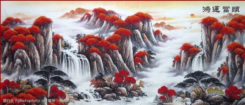 聚宝盆中国风山水画