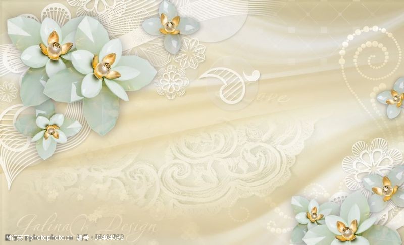 时尚装饰画软包珍珠花朵立体3D电视背景墙