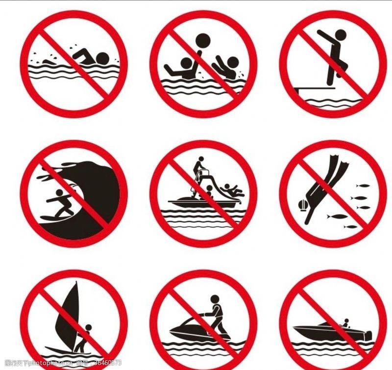 游泳馆提示水上禁止标志