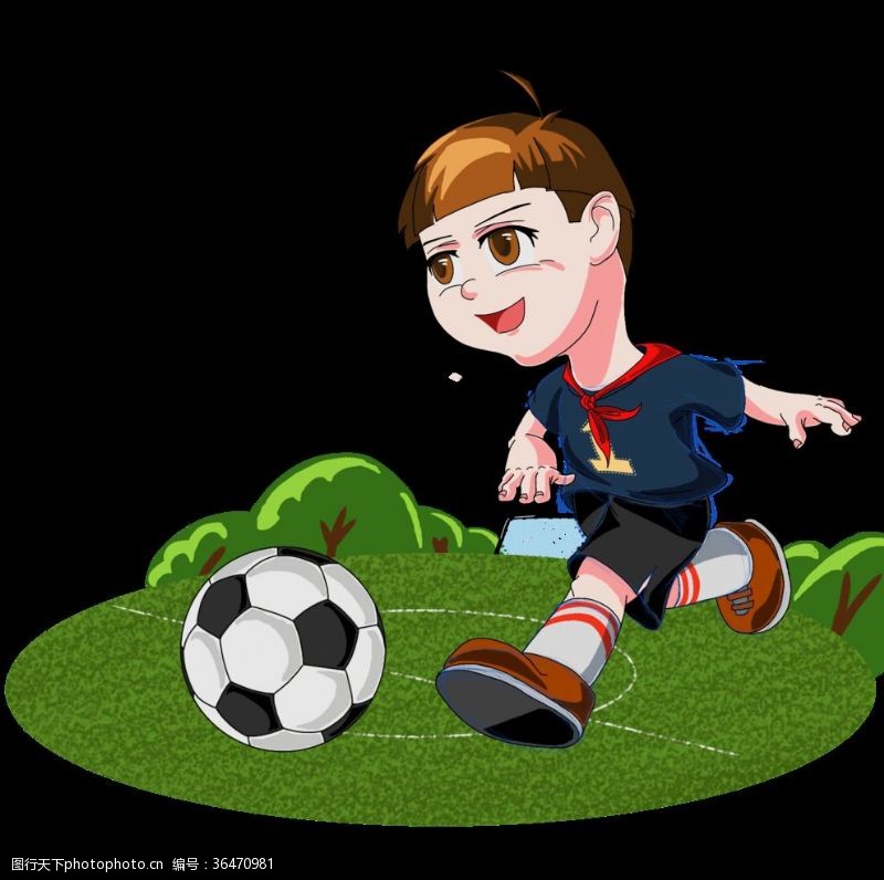 动物园卡通踢足球健身的小孩