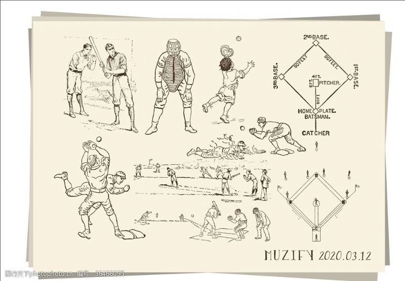 打棒球10款入棒球比赛手绘稿