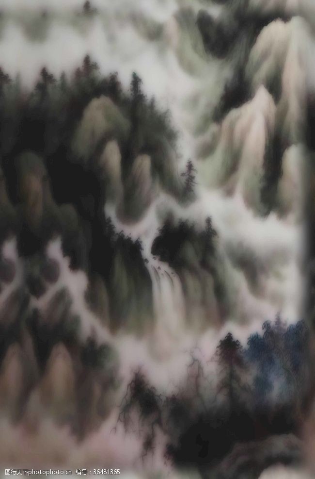旗袍图案抽象山水