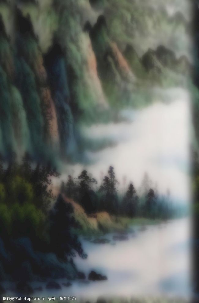 旗袍图案抽象山水