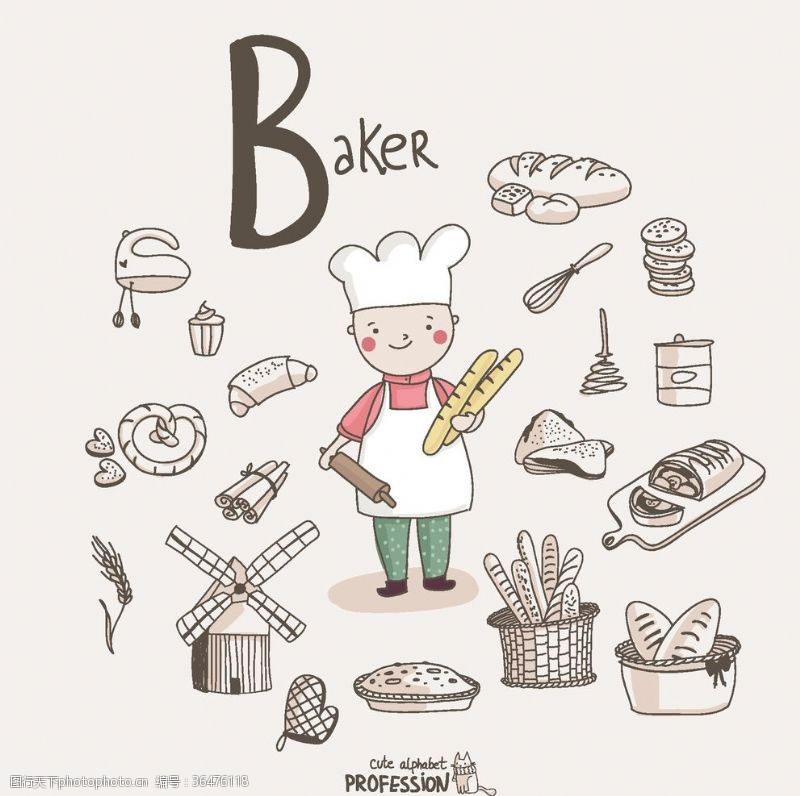 厨师卡通人物可爱卡通人物厨师厨子面点师素材