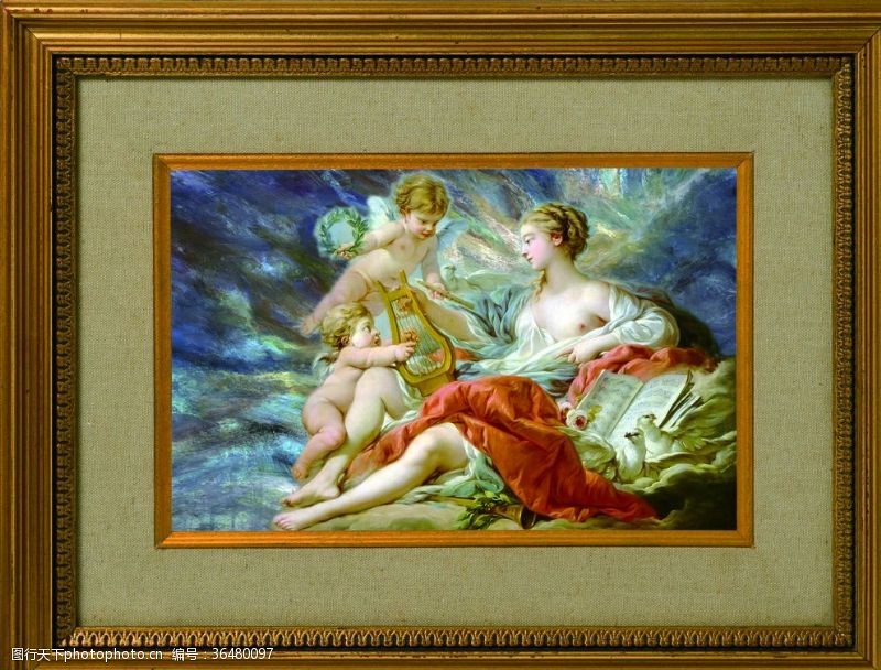 古典装饰画圣母天使油画