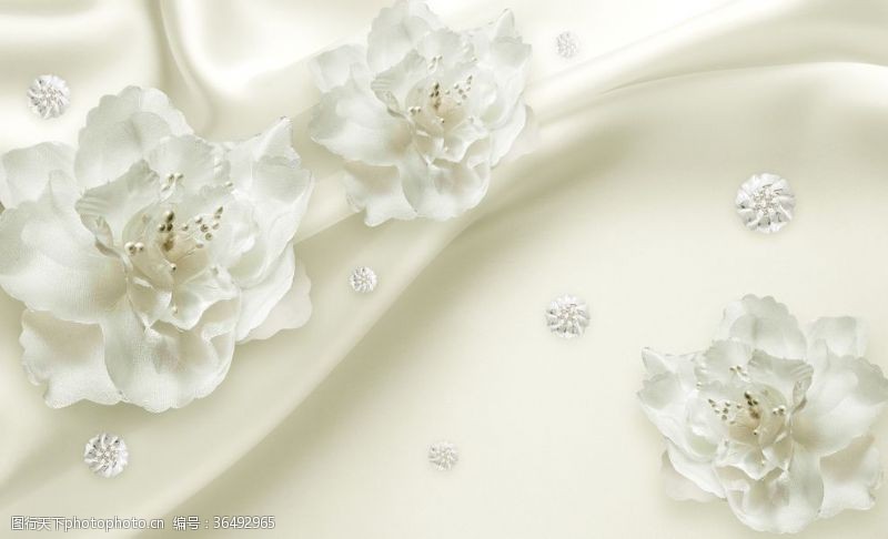 北欧素雅白色立体花朵背景墙