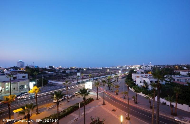 酒店夜景拍摄摩洛哥迈阿密大道酒店俯拍