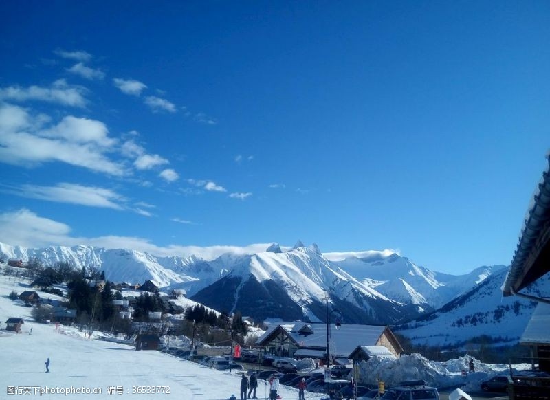 滑雪度假村滑雪冬天阿尔卑斯山冷山