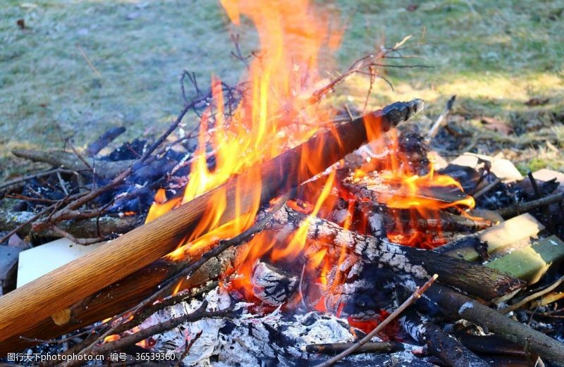 木柴火木材柴火焰烧伤热
