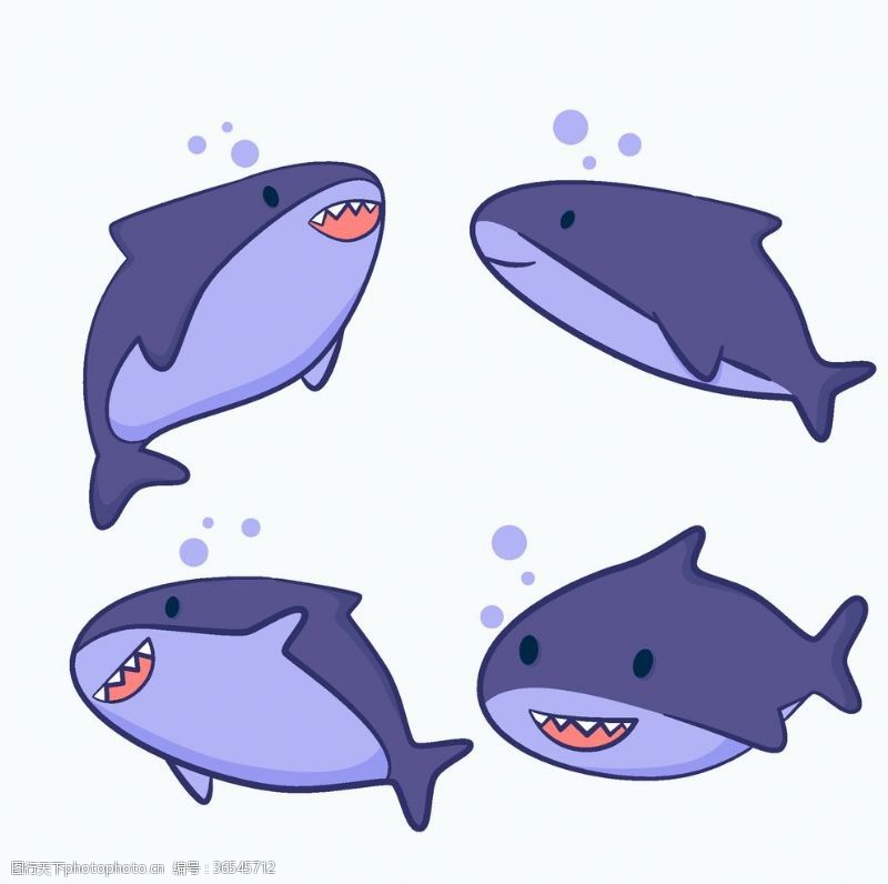 童剪贴画手绘矢量鲨鱼