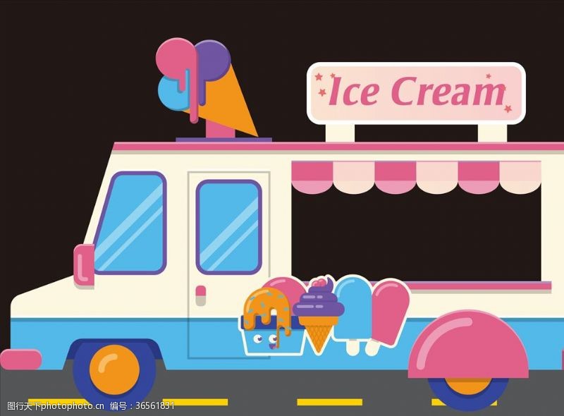 冰淇淋海报雪糕车