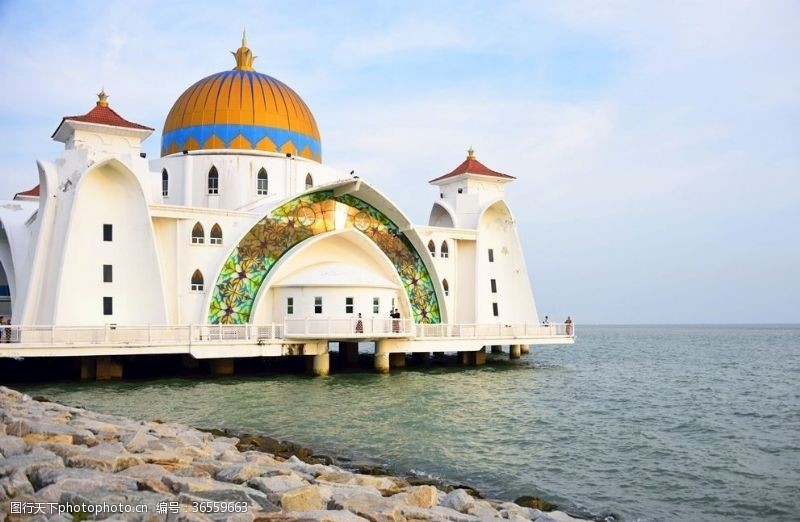 构图唯美马六甲清真寺马六甲马来西亚