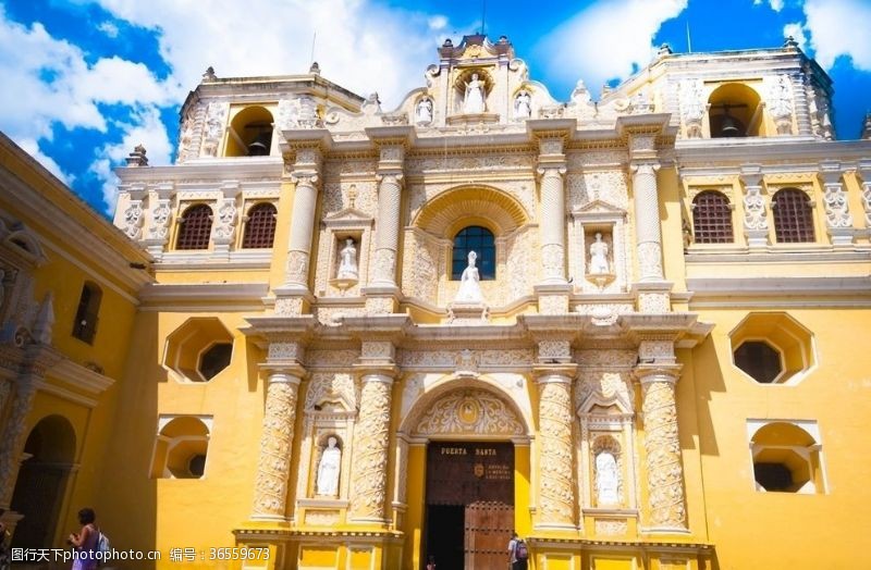 构图唯美危地马拉安提瓜教堂天空老