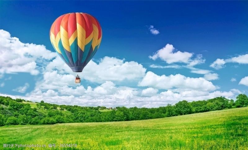 风景速写热气球风景