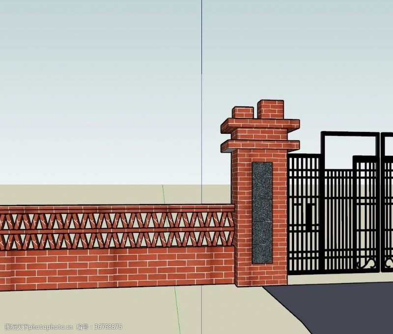 铁艺围墙乡村庭院围墙模型