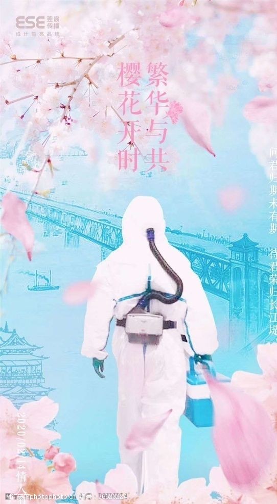 武汉樱花节情人节海报设计