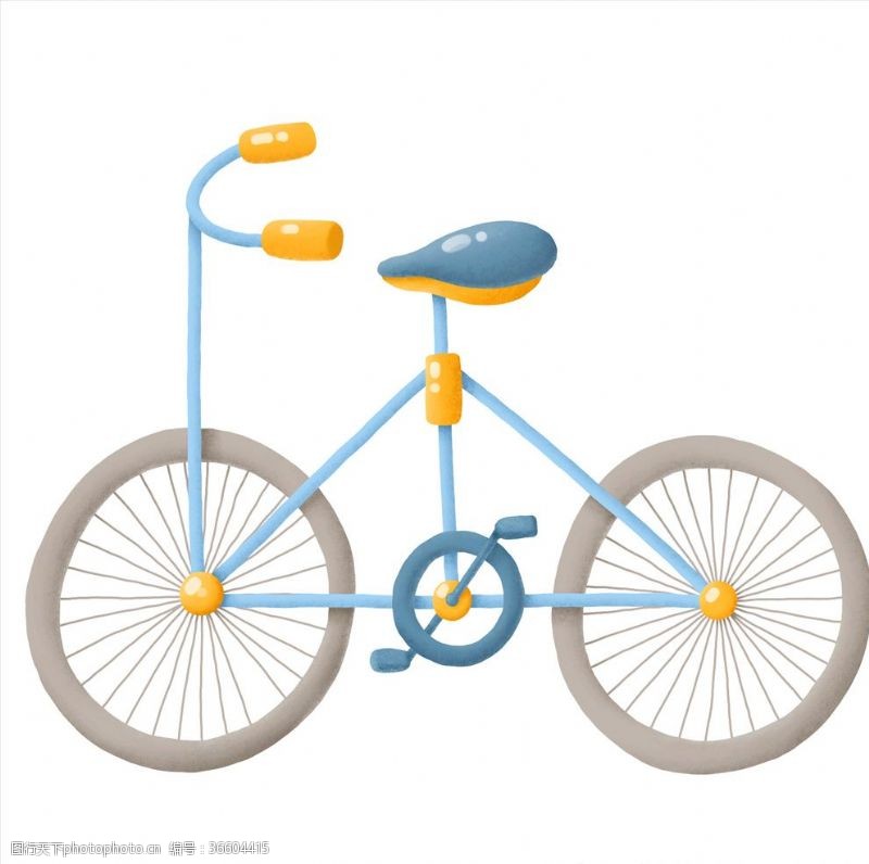 简单工笔画山地自行车插画