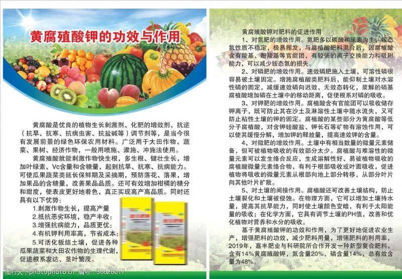 农业水果施肥黄腐殖酸钾单页