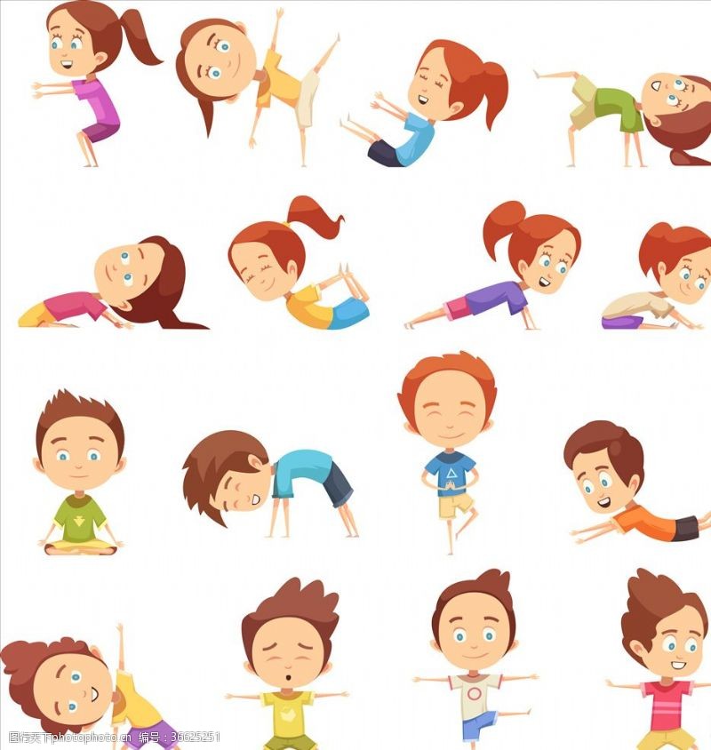 瑜伽展板卡通儿童瑜伽