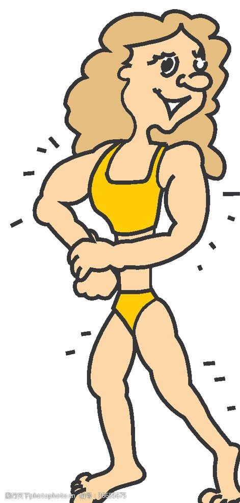 哑铃卡通女人健美锻炼