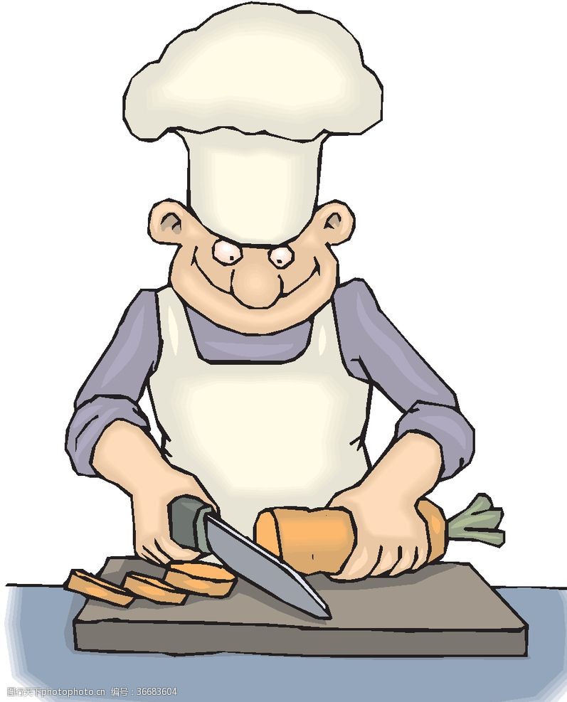 厨师卡通人物厨师切菜