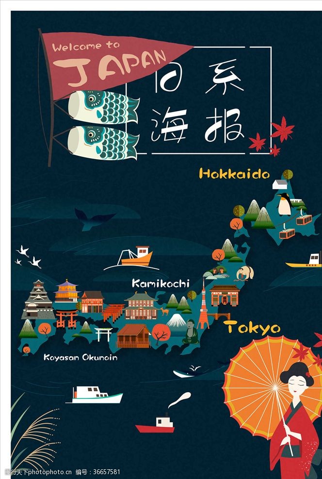 日系食物日本东京旅游海报
