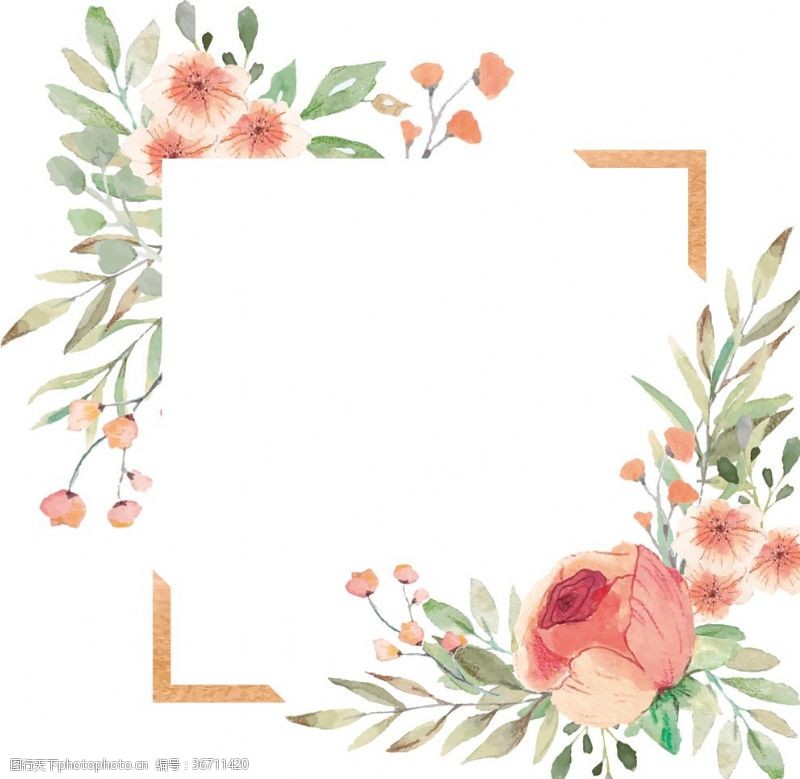 清新风格海报设计免抠花朵花框装饰