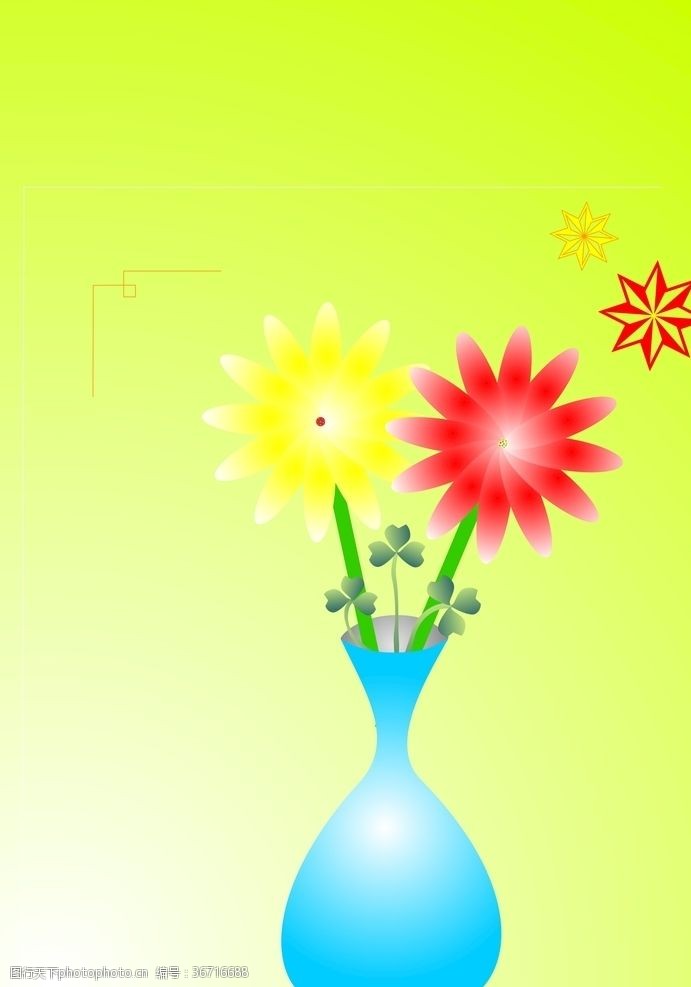 3d模型精选cdr炫彩花瓶花朵红黄绿蓝矢量