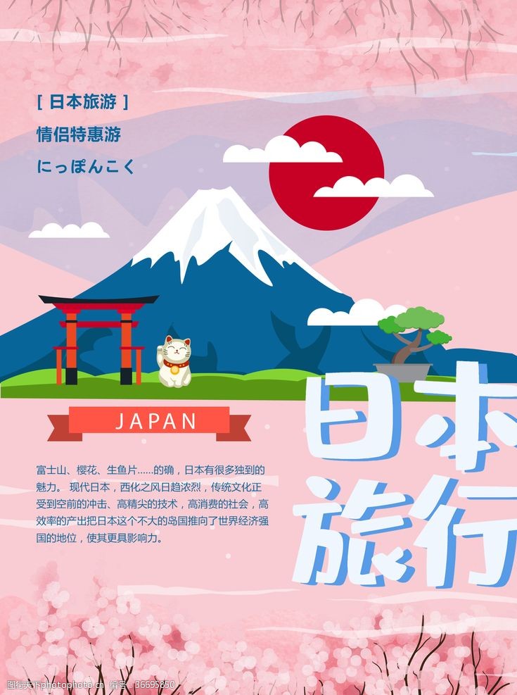 日本旅游路线日本旅行海报