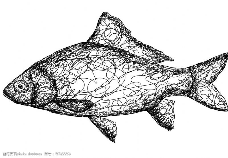 素描鱼线描鱼图片