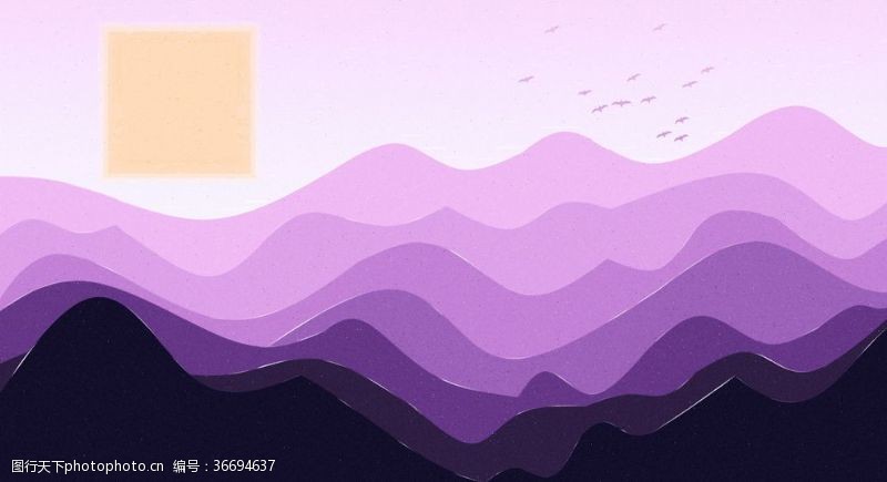几何体紫色动漫山