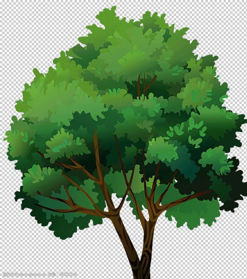智慧树透明大树png素材