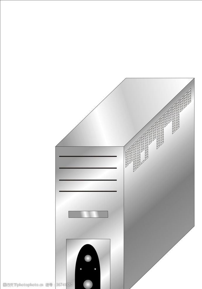 3d模型精选cdr立体电脑机箱渐变灰色矢量