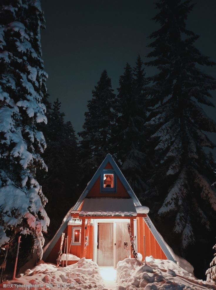 圣诞小屋冬天丛林小屋