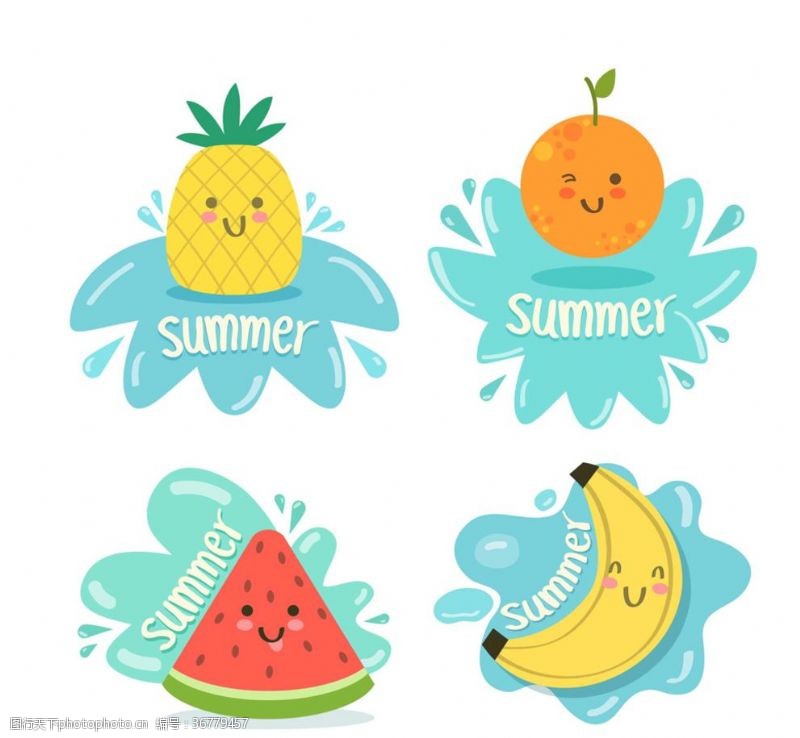 梨标签可爱夏季水果标签