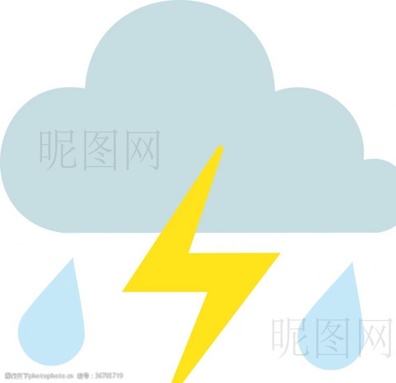 天气预报雷阵雨UI标识标志LOGO