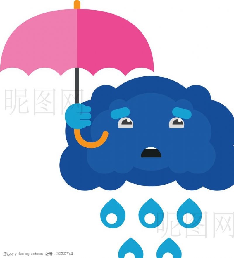 天气预报下雨雨天UI标识标志LOGO