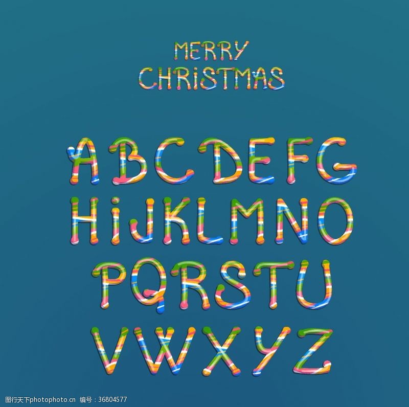 26个大写字母26个彩色圣诞艺术字