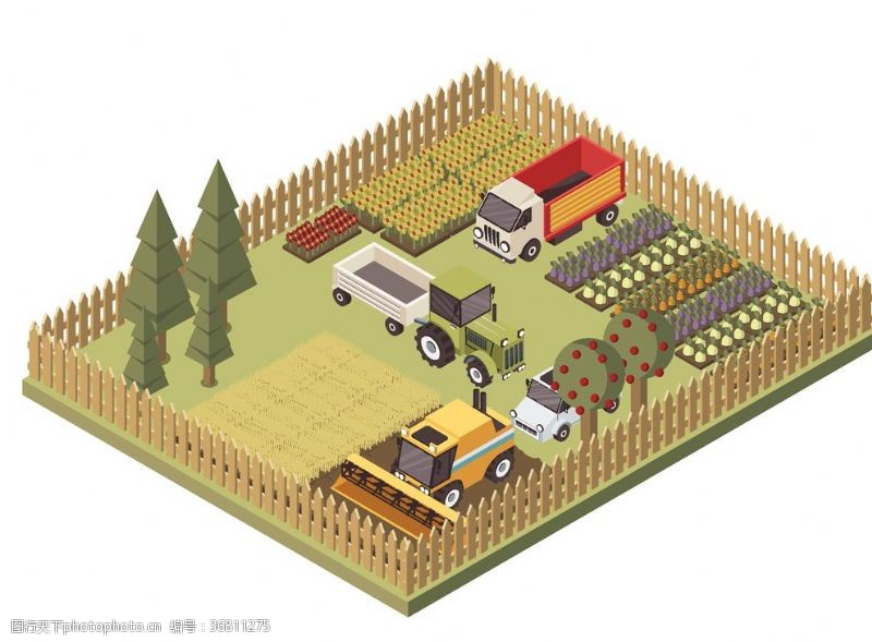 农具模型护栏农场立体平面图