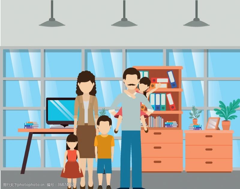 韩国矢量家庭成员生活插画