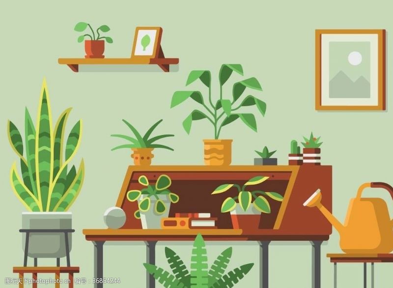 多种图案植物插画