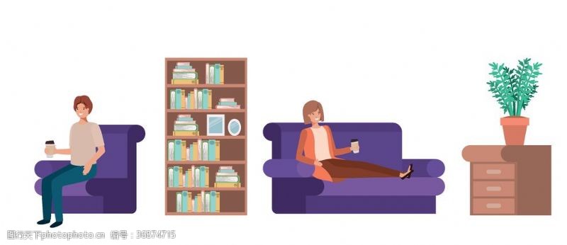 韩国新生活家庭成员生活插画