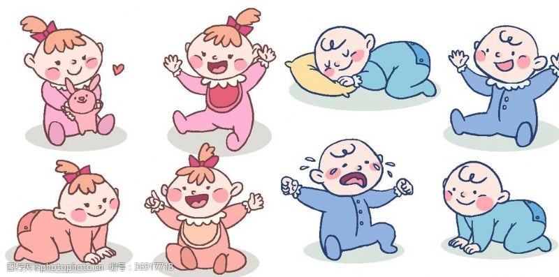 卡通版小女孩可爱卡通彩绘婴儿宝宝