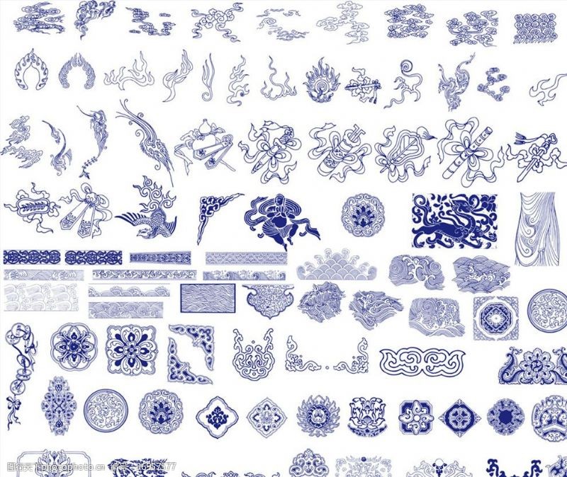 中国传统边框图古典花纹图案