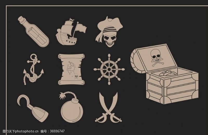 海盗骷髅头骨海盗宝藏图案
